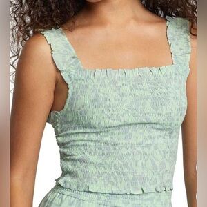 RVCA Olive Smocked Crop Top